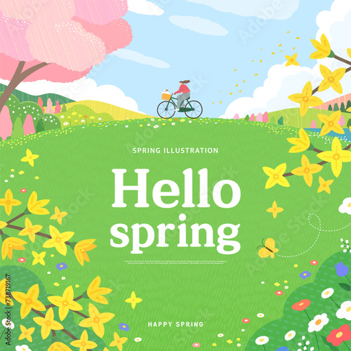 Spring template with beautiful flower. Vector illustration photo
