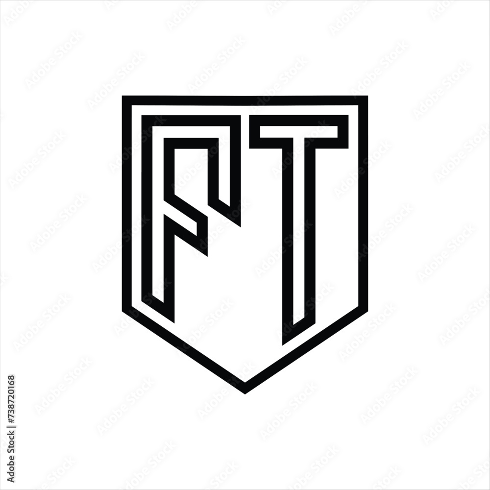 FT Letter Logo monogram shield geometric line inside shield isolated style design