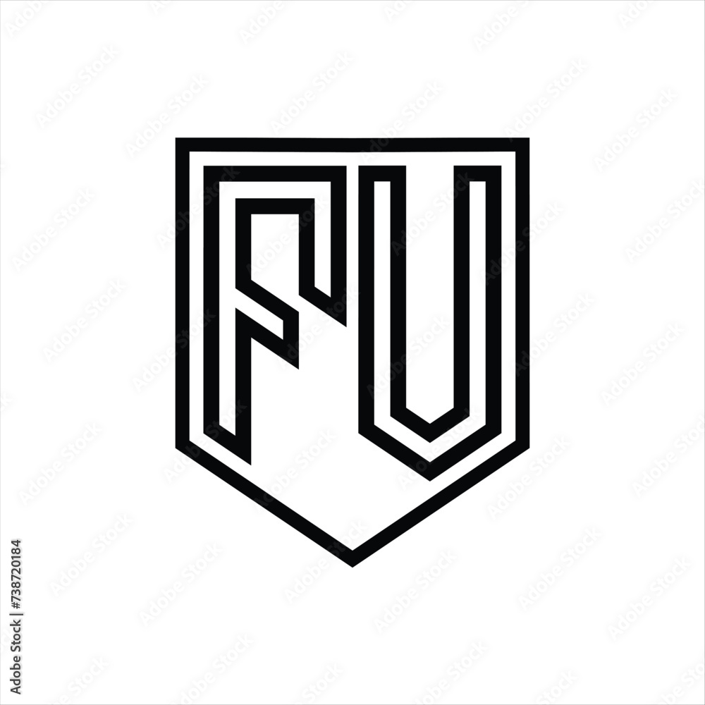 FV Letter Logo monogram shield geometric line inside shield isolated style design