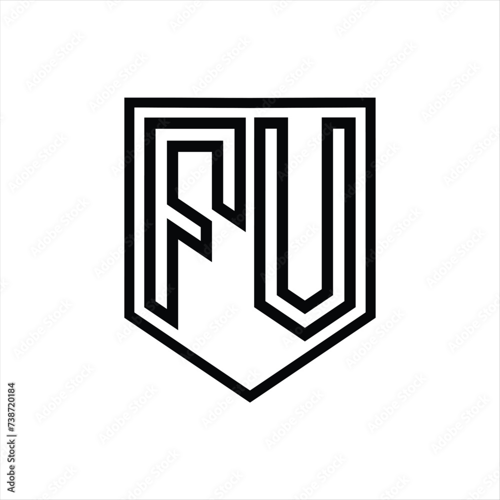 FV Letter Logo monogram shield geometric line inside shield isolated style design FV Letter Logo monogram shield geometric line inside shield isolated style design
