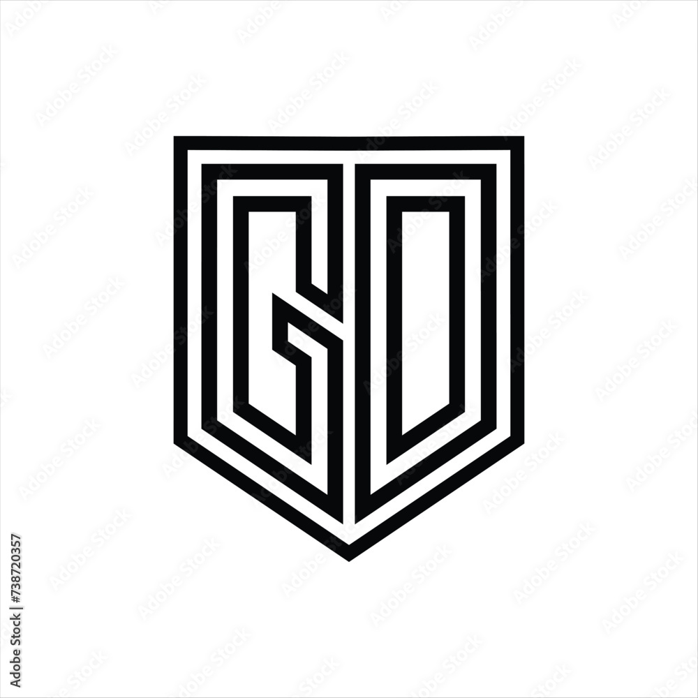 GD Letter Logo monogram shield geometric line inside shield isolated style design