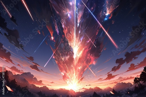 wonerfull meteorite falling from sky photo