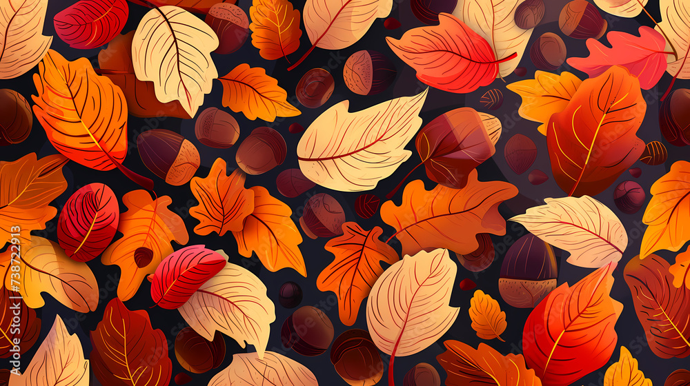 Fallen leaves in the forest in autumn, vibrant trees in the forest Fallen leaves in the forest in autumn, vibrant trees in the forest