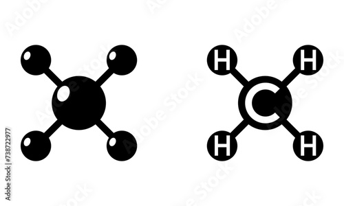 methane atomic molecule structure icon vector