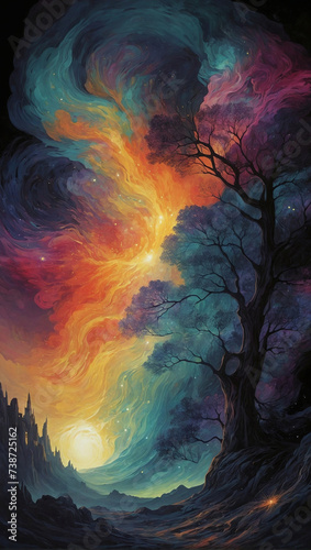 surreal magical sky illustration