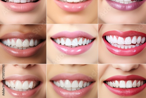 Collage of diverse smiling mouths showcasing dental health