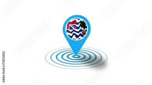 British Indian Ocean Territory flag icon 3d GPS location tracking animation in white background photo