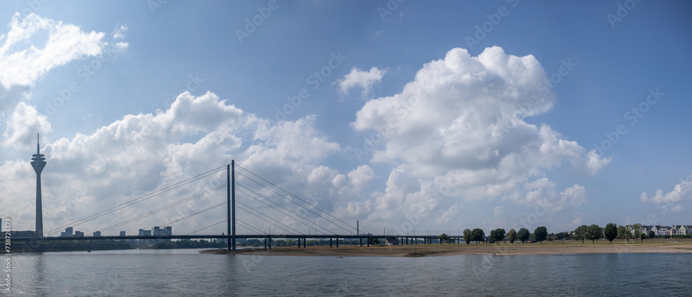 Panoramic view of the Rhine river in Dusseldorf Germany