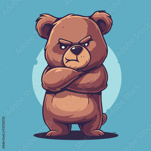 Funny and cute bear blazed arm crossed cartoon