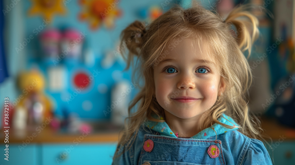 Little girl is smiling happily at a children's dental clinic Little girl is smiling happily at a children's dental clinic