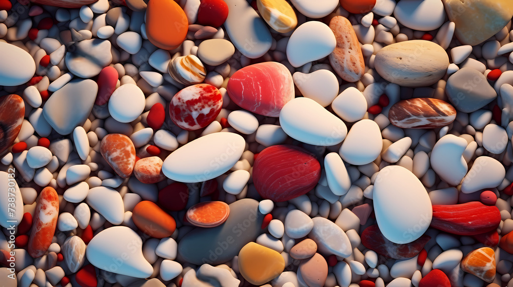 Pebble stones background, stones of different colors and sizes Pebble stones background, stones of different colors and sizes