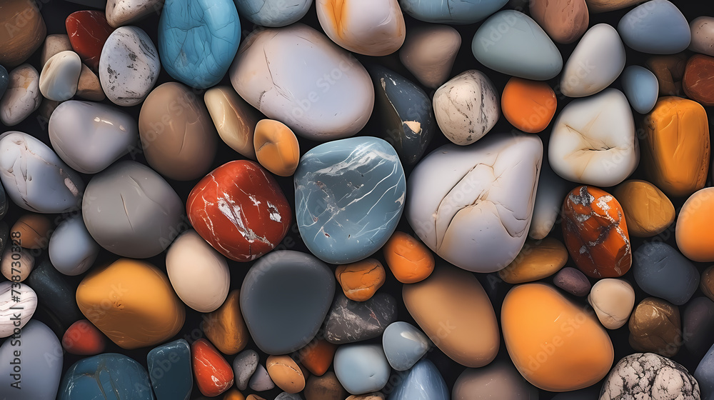 Pebble stones background, stones of different colors and sizes