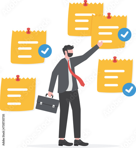 Entrepreneur manage to prioritize sticky note, Set work priority, Arrange to do list, Task Management concept


