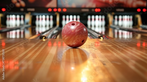 Bowling balls and skittles. 3D rendering.