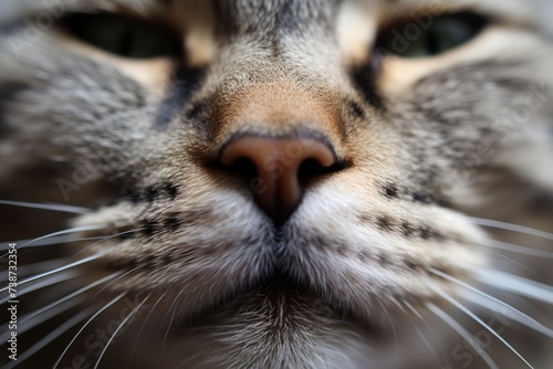 Closeup of a cute pink cat's nose and face. ai generated