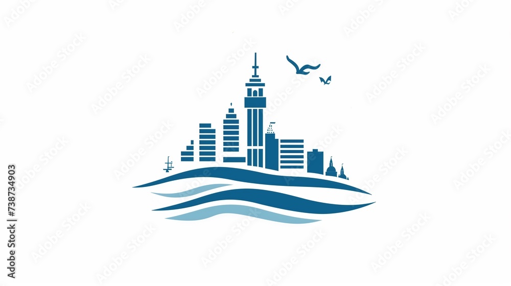 Obraz premium illustrated cityscape logo style