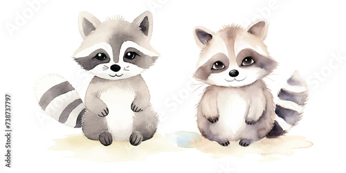 cute raccoon watercolour vector illustration