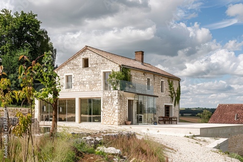 A rustic farmhouse in the countryside