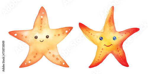 cute star fish watercolor vector illustration
