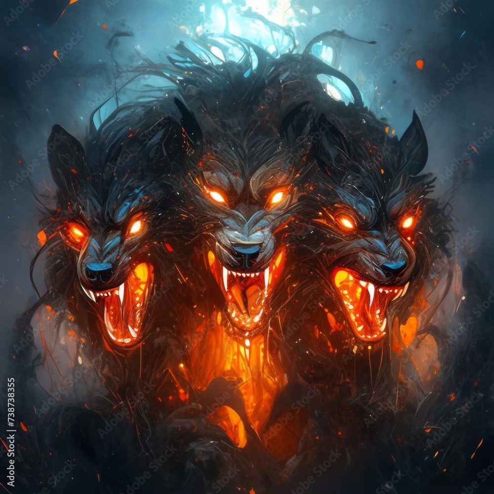 The mythical creature Chimera in Greek mythology with three extremely ...
