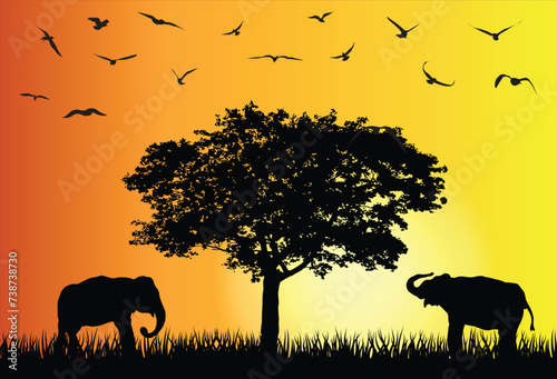 A vector illustration of an african safari scene