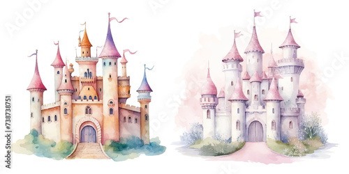 watercolor of castle vector illustration