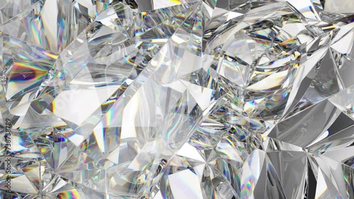 kaleidoscope abstraction rotating sparkling shiny glass texture seamless loop. 3d render, 3d animation