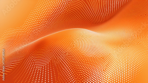 orange color dot wave abstract background. Doted wave flying background. Orange halftone background.