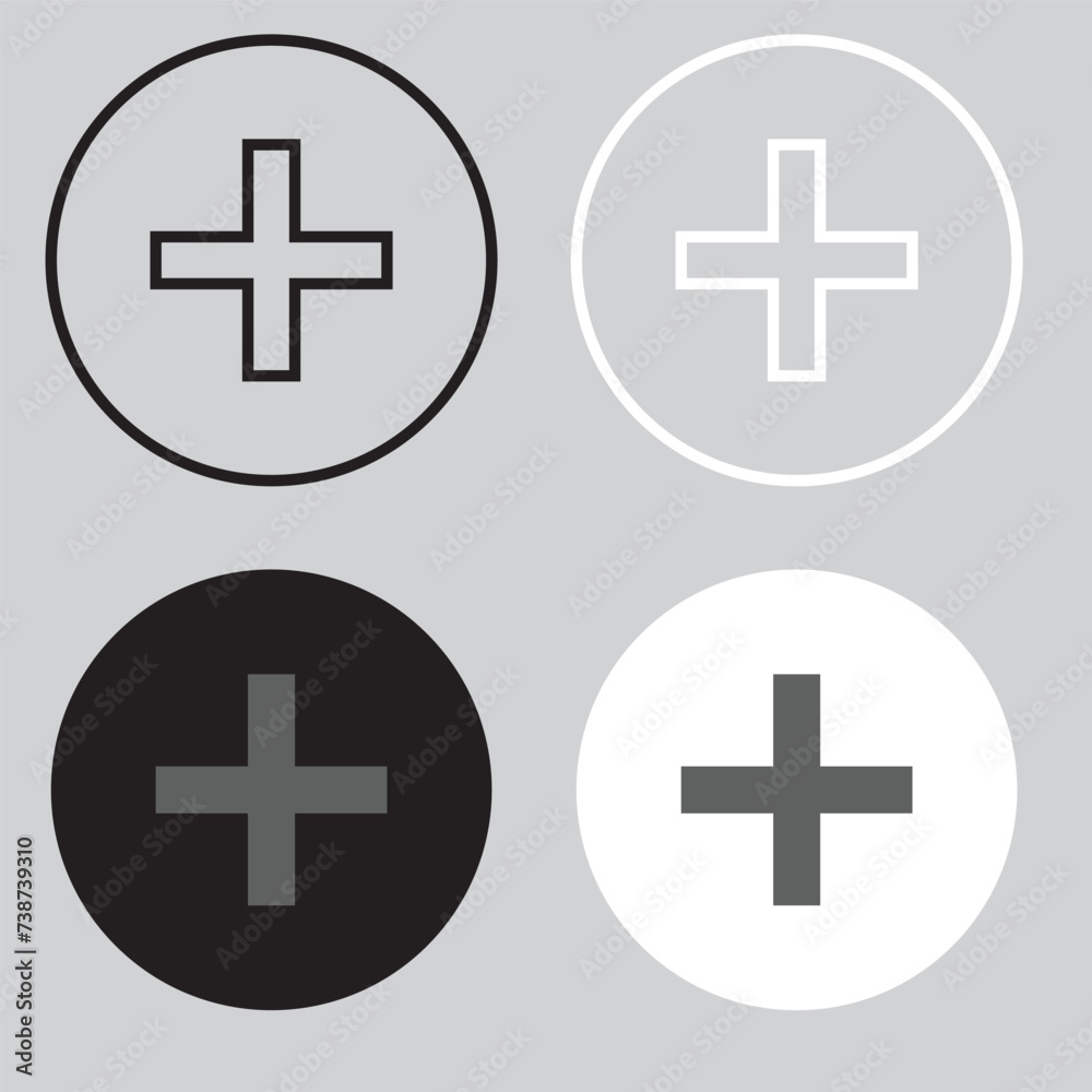 Add icon vector. Plus sign symbol in trendy flat style. Set elements in colored icons. Medical cross vector icon illustration isolated on white background Add icon vector. Plus sign symbol in trendy flat style. Set elements in colored icons. Medical cross vector icon illustration isolated on white background