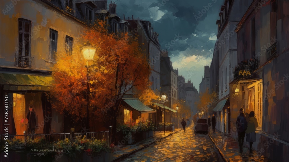 Montmartre in Paris, France illustration - obrazy, fototapety, plakaty 