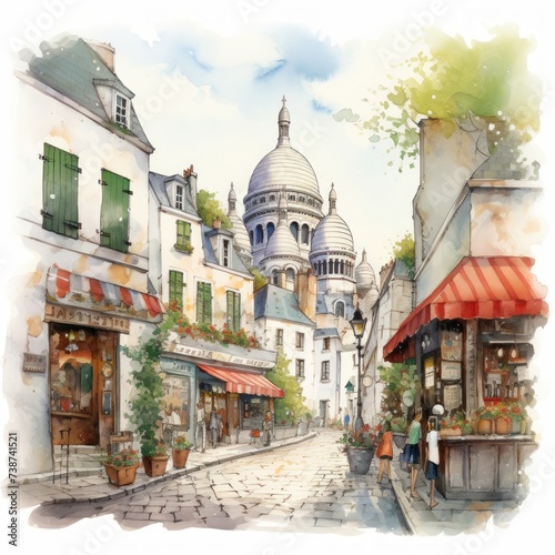 Montmartre in Paris, France illustration © ProArt Studios