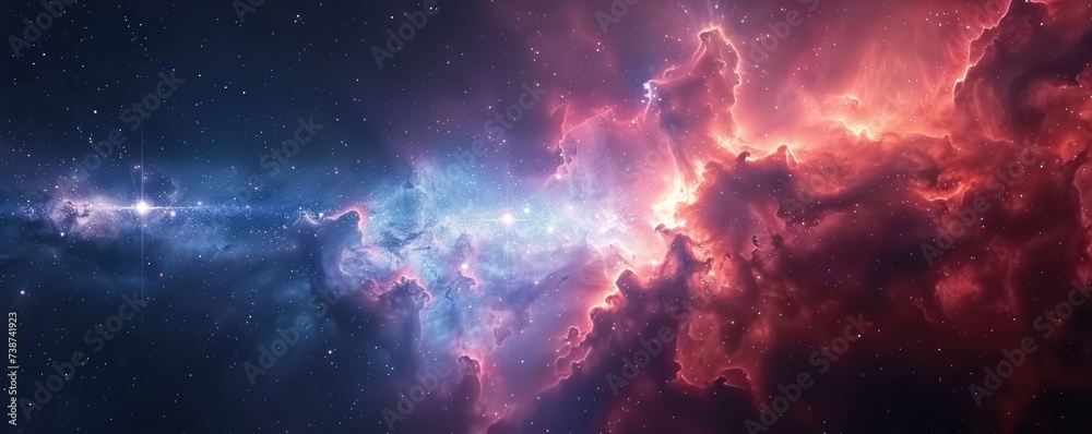 Starry night sky with colorful clouds capturing vastness of universe and beauty of astronomy cosmic spectacle showcasing nebulae constellations and infinite expanse of space science and art in display - obrazy, fototapety, plakaty 