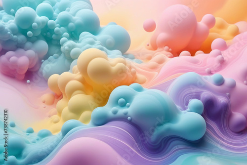 Сolorfull liquid paint swirling in water. Abstract watercolor paint background. Soft pastel  color. Abstract wallpaper