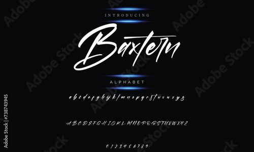Modern calligraphy print with an alphabet design created with a dry brush. trendy hand-drawn pattern