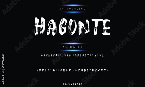 Modern calligraphy print with an alphabet design created with a dry brush. trendy hand-drawn pattern