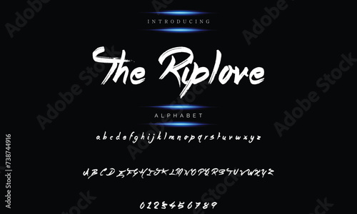 Modern calligraphy print with an alphabet design created with a dry brush. trendy hand-drawn pattern
