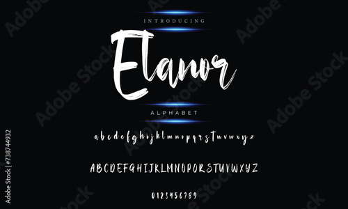 Modern calligraphy print with an alphabet design created with a dry brush. trendy hand-drawn pattern