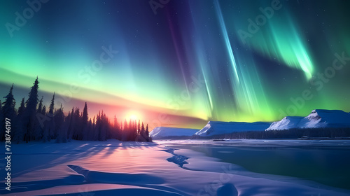 Northern lights background, mesmerizing northern lights abstraction in translucent tones © ma
