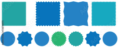 Zig zag edge rectangle shape collection. Jagged rectangular elements set. Black graphic design elements for decoration, banner, poster, template, sticker, badge. Vector