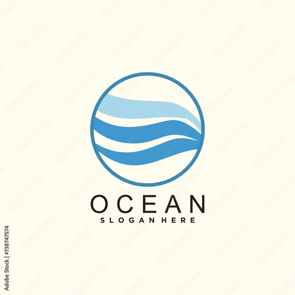 Ocean wave logo template vector ocean simple and modern logo design