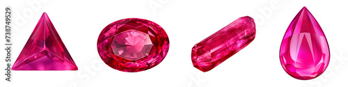 Rubellite Tourmaline Gemstone clipart collection, vector, icons isolated on transparent background