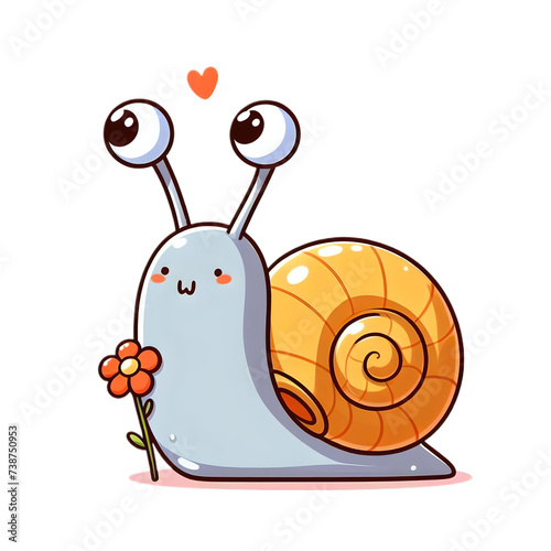 Cute snail with a flower