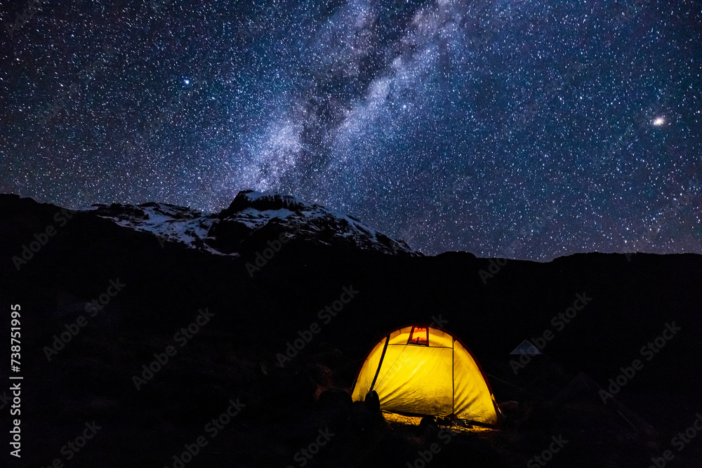 Camping under the Milky Way at Barranco Camp, Mt. Kilimanjaro