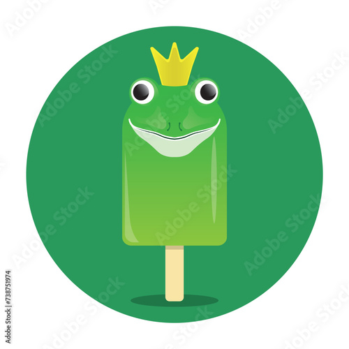 fun and playful dessert, this image shows a frog prince ice cream, a nod to the classic fairy tale