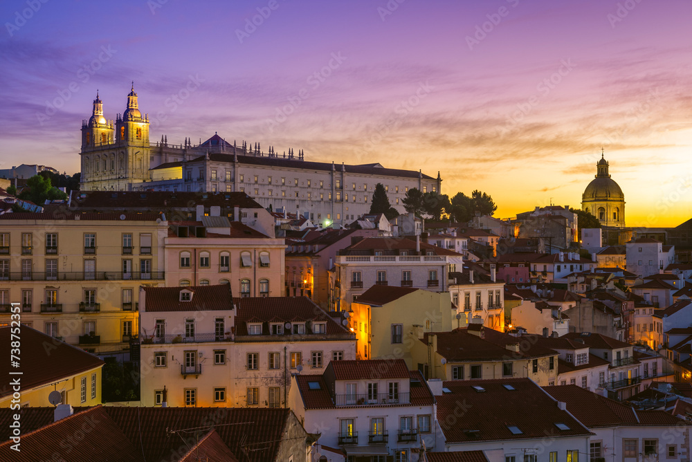 skyline of alfama district in lisbon, the capital of portugal