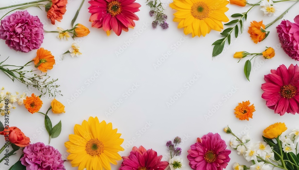 a white background with many different colored flowers ,Mother's Day, Easter, Valentine's Day