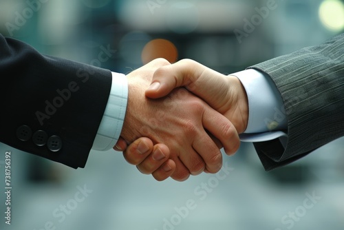 Businessmen shaking hands after closing a successful deal