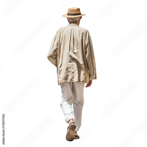 Old man walked with his back turned, Generative Ai