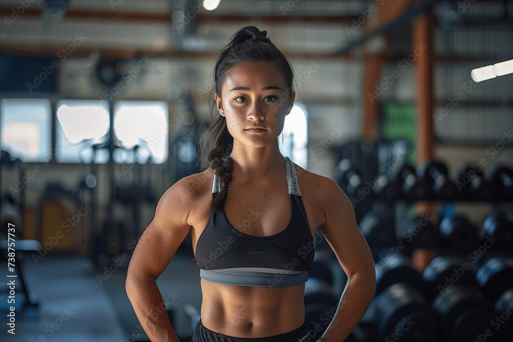 Confident Female Athlete in Gym Confident Female Athlete in Gym