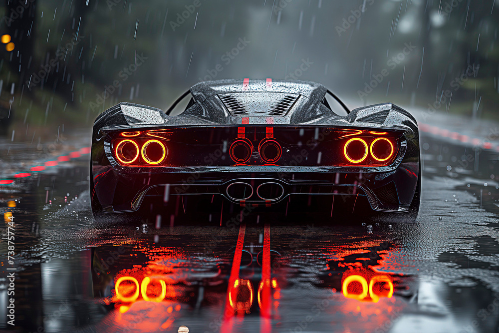 Naklejka premium car, golden car, neon car, white car, black car, sports car wallpaper concept, new car launch, car, dark, sport, 350 DPI, ai generated